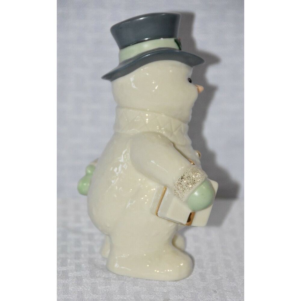Lenox Christmas Frosty The Snowman Porcelain Figurine Blue Top Hat & Present 6" - Picture 7 of 9